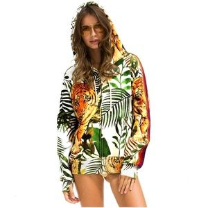 Aviator Nation Velour Jungle Tiger zip up hoodie
